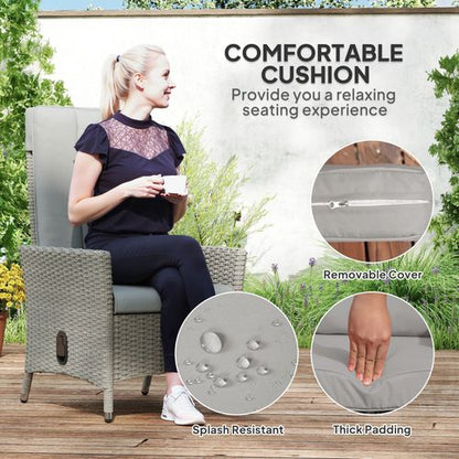 Outsunny Rattan Garden Recliner Chair with Adjustable Backrest