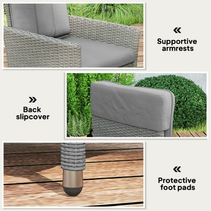 Outsunny Rattan Garden Recliner Chair with Adjustable Backrest