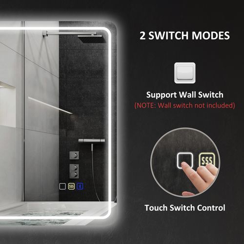 HOMCOM 500 x 700 mm Illuminated Bathroom Mirror with Bluetooth