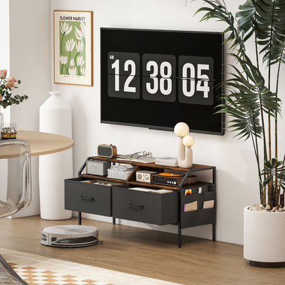HOMCOM TV Stand Cabinet with 2 Foldable Drawers