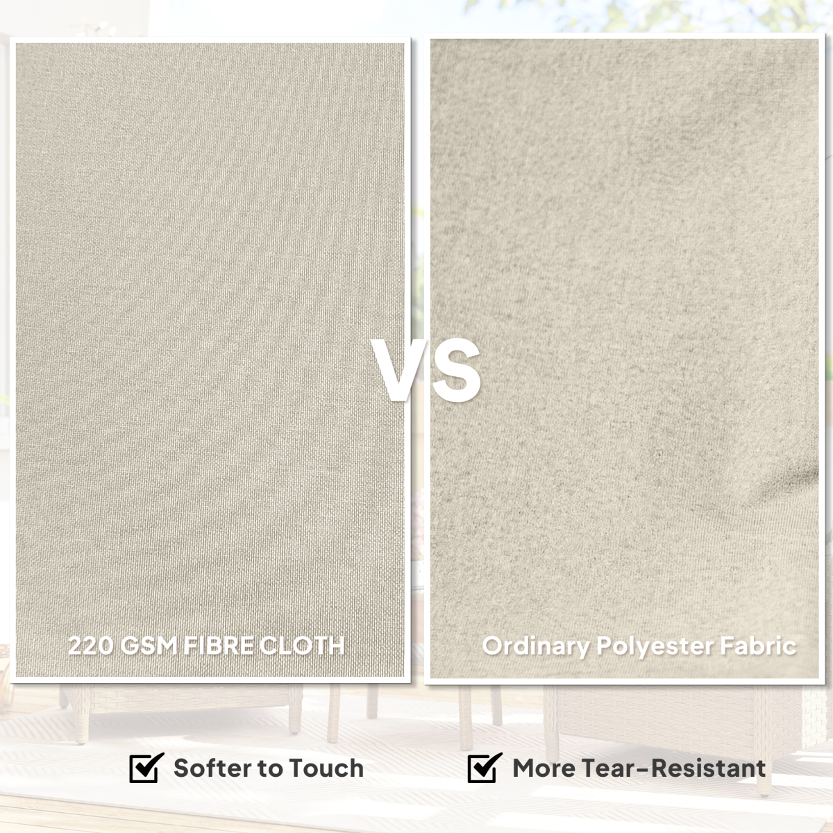 Outsunny 2 Pieces Rattan Garden Chairs, Cushioned Rattan Chairs