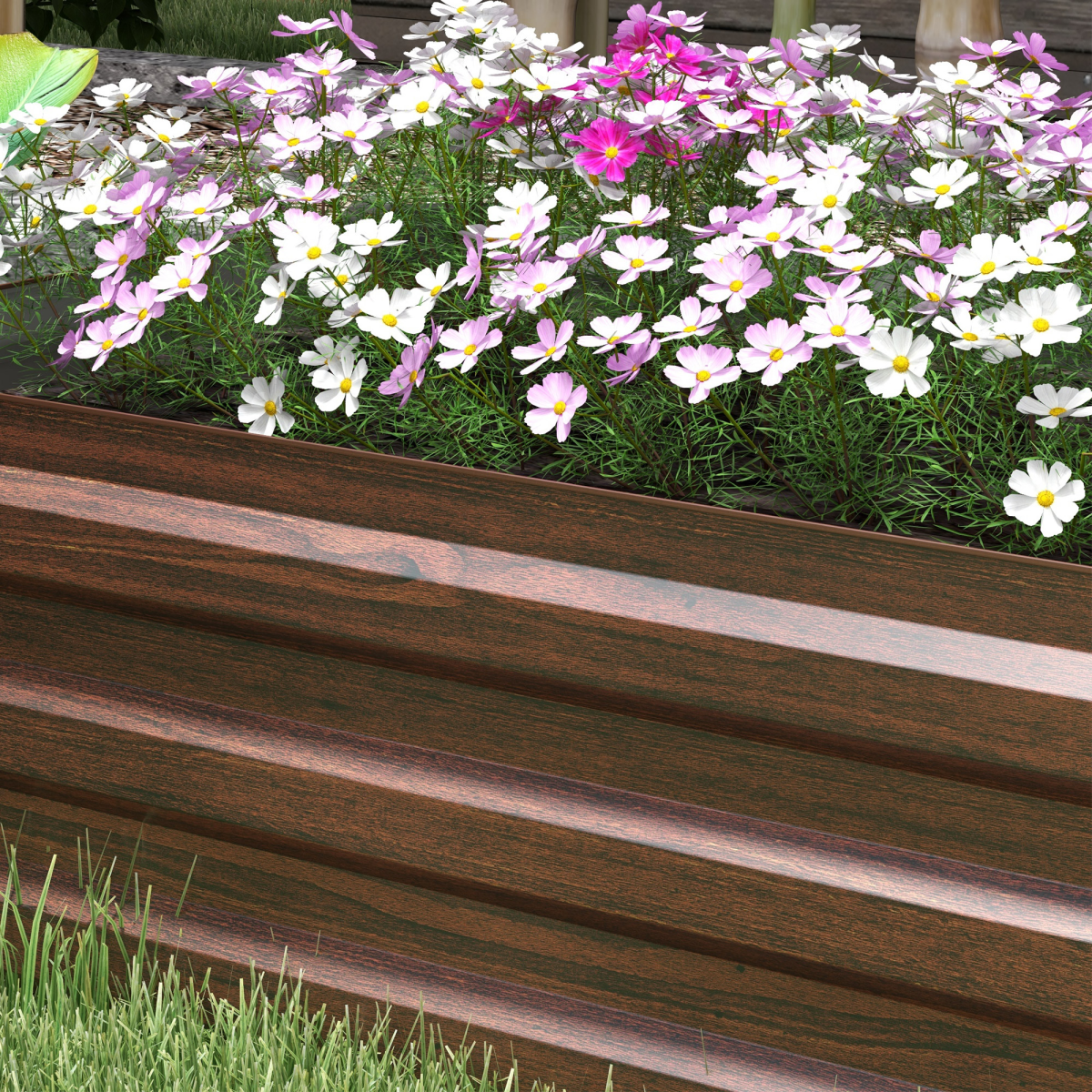 Outsunny Galvanised Raised Bed for Garden, Outdoor Elevated Planter Box