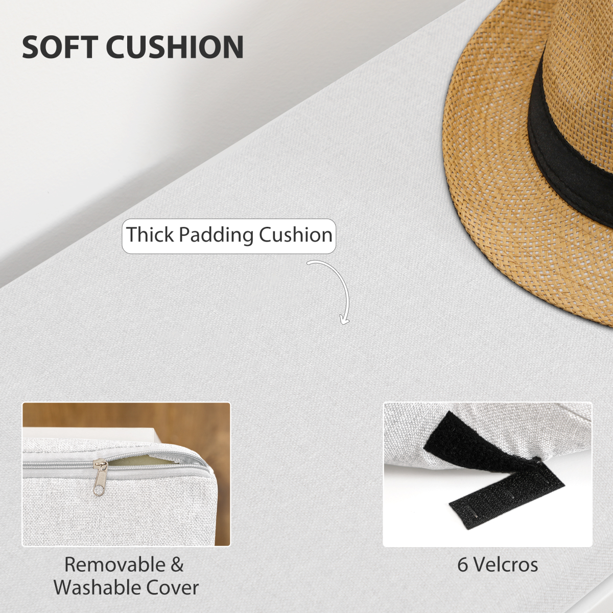 HOMCOM Shoe Storage Cabinet Bench w/ Cushion Adjustable Shelves