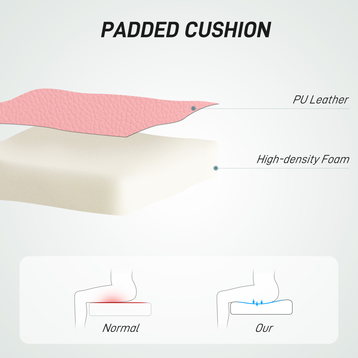 HOMCOM Modern Vanity Computer Desk Chair with Rolling Wheels