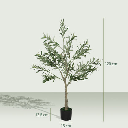 HOMCOM 2 Pack Indoor Artificial Plants, Faux Potted Silk Olive Trees, 120cm