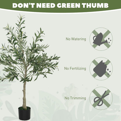 HOMCOM 2 Pack Indoor Artificial Plants, Faux Potted Silk Olive Trees, 120cm