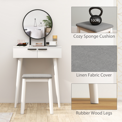 HOMCOM Dressing Table Vanity Set Make Up Desk with Mirror & Stool