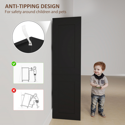 HOMCOM 2 Door Wardrobe White Wardrobe with 3 Drawer and Hanging Rod for Bedroom