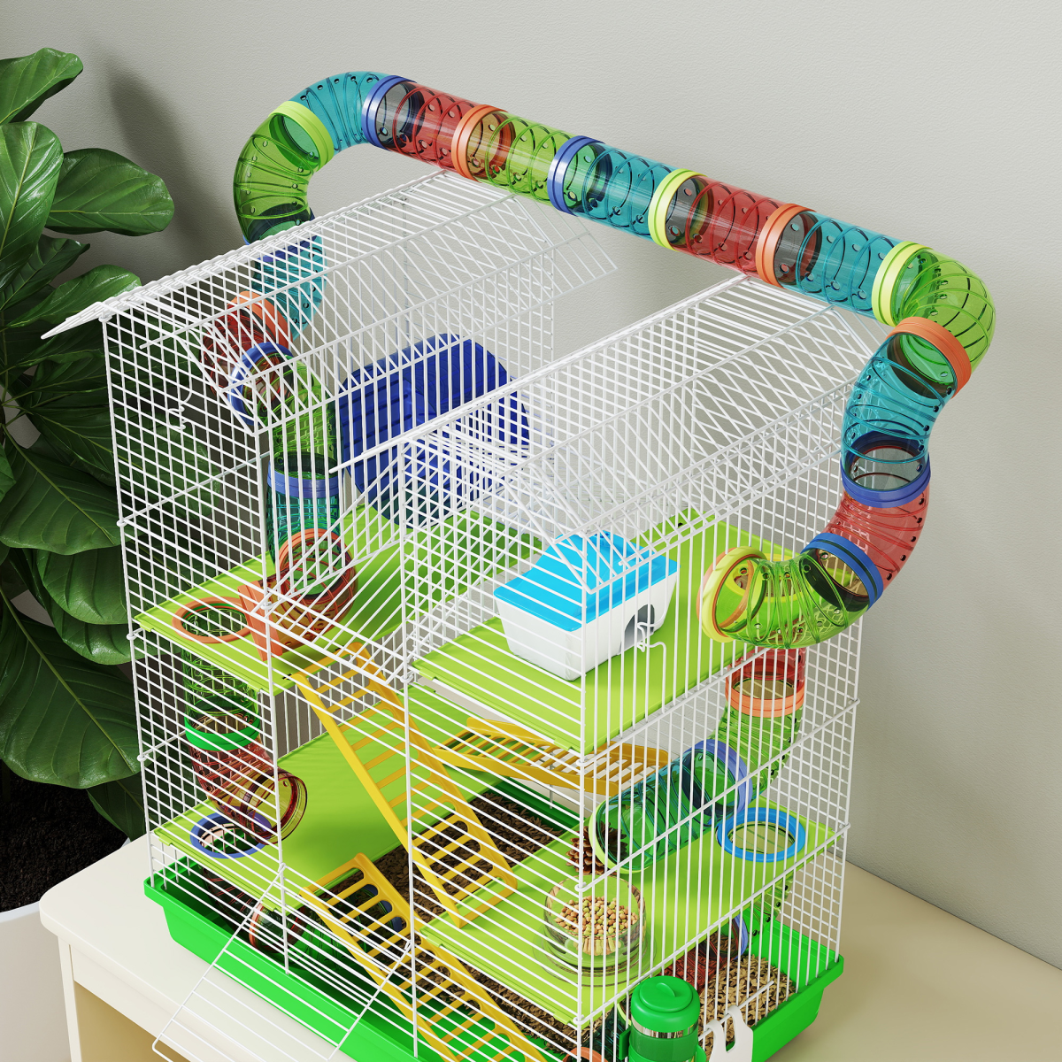 PawHut 5 Tiers Hamster Cage Animal Travel Carrier Habitat