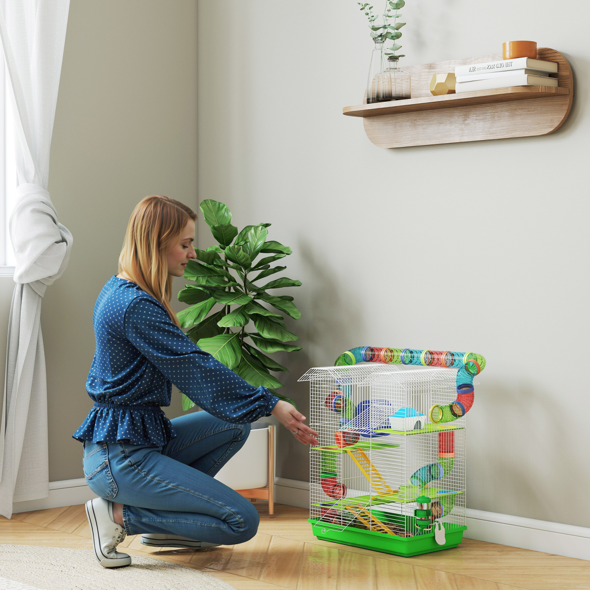 PawHut 5 Tiers Hamster Cage Animal Travel Carrier Habitat