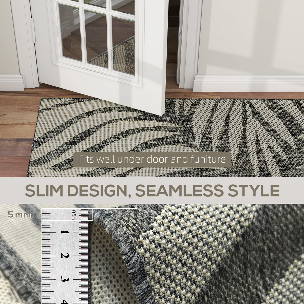 HOMCOM Easy-Cleaning Machine Washable Rug for Patio, Garden