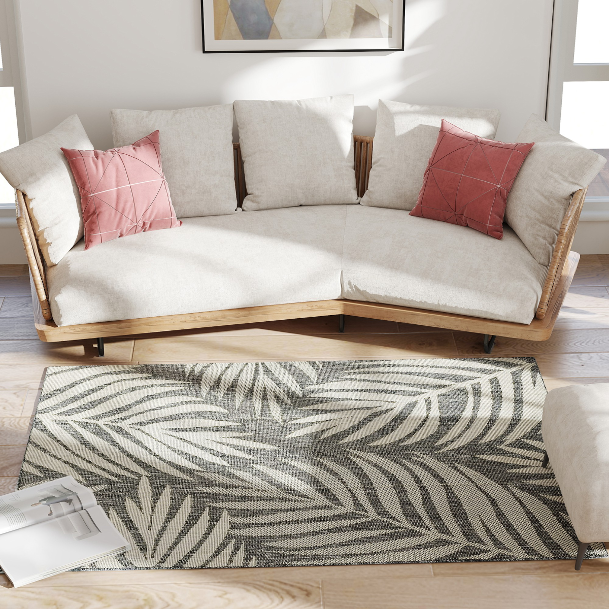 HOMCOM Easy-Cleaning Machine Washable Rug for Patio, Garden