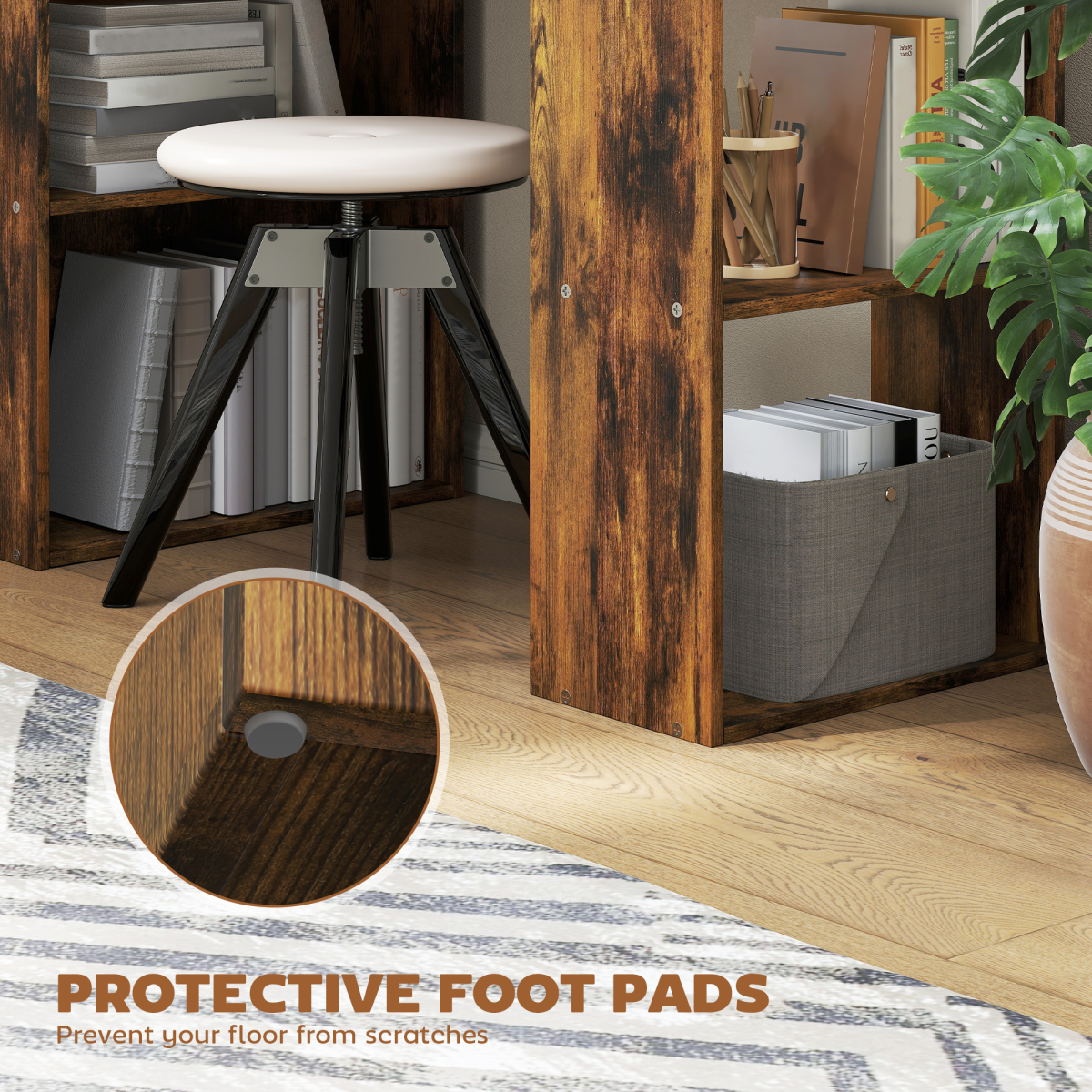 HOMCOM 120cm Computer Desk Bookshelf Writing Table 6 Shelves Brown