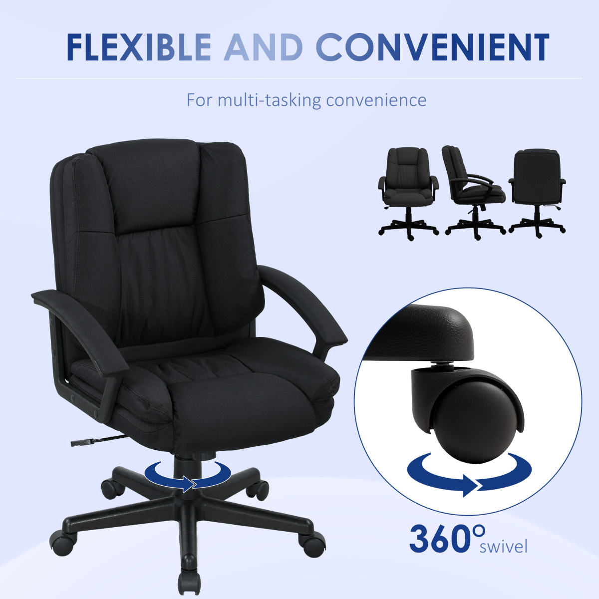 HOMCOM Swivel Executive Office Chair Mid Back Chair w/ Arm