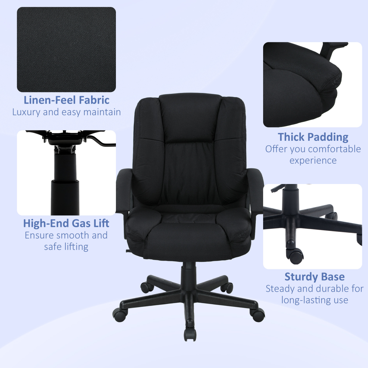 HOMCOM Swivel Executive Office Chair Mid Back Chair w/ Arm