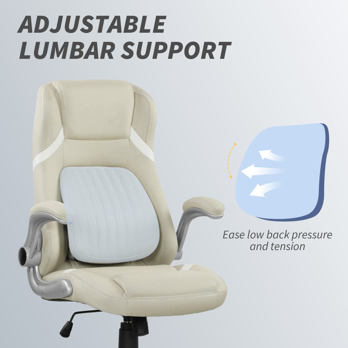 Vinsetto Fabric Office Desk Chair w/ Adjustable Height Tilt Function