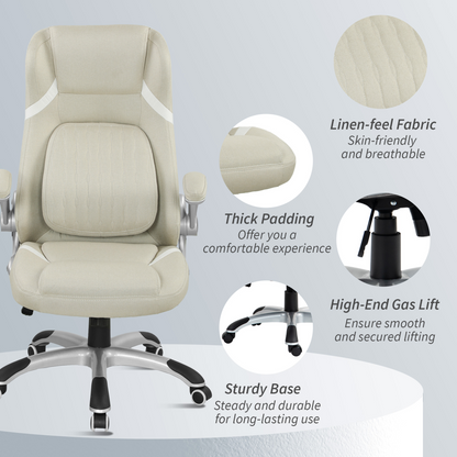 Vinsetto Fabric Office Desk Chair w/ Adjustable Height Tilt Function