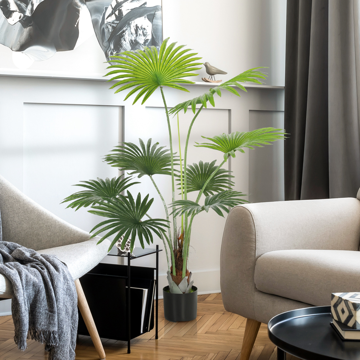 HOMCOM Artificial Plant with PEVA Leaves and Coconut Coir for Home Office