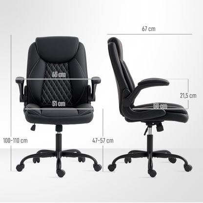 HOMCOM PU Leather Office Desk Chair with Thick Cushion