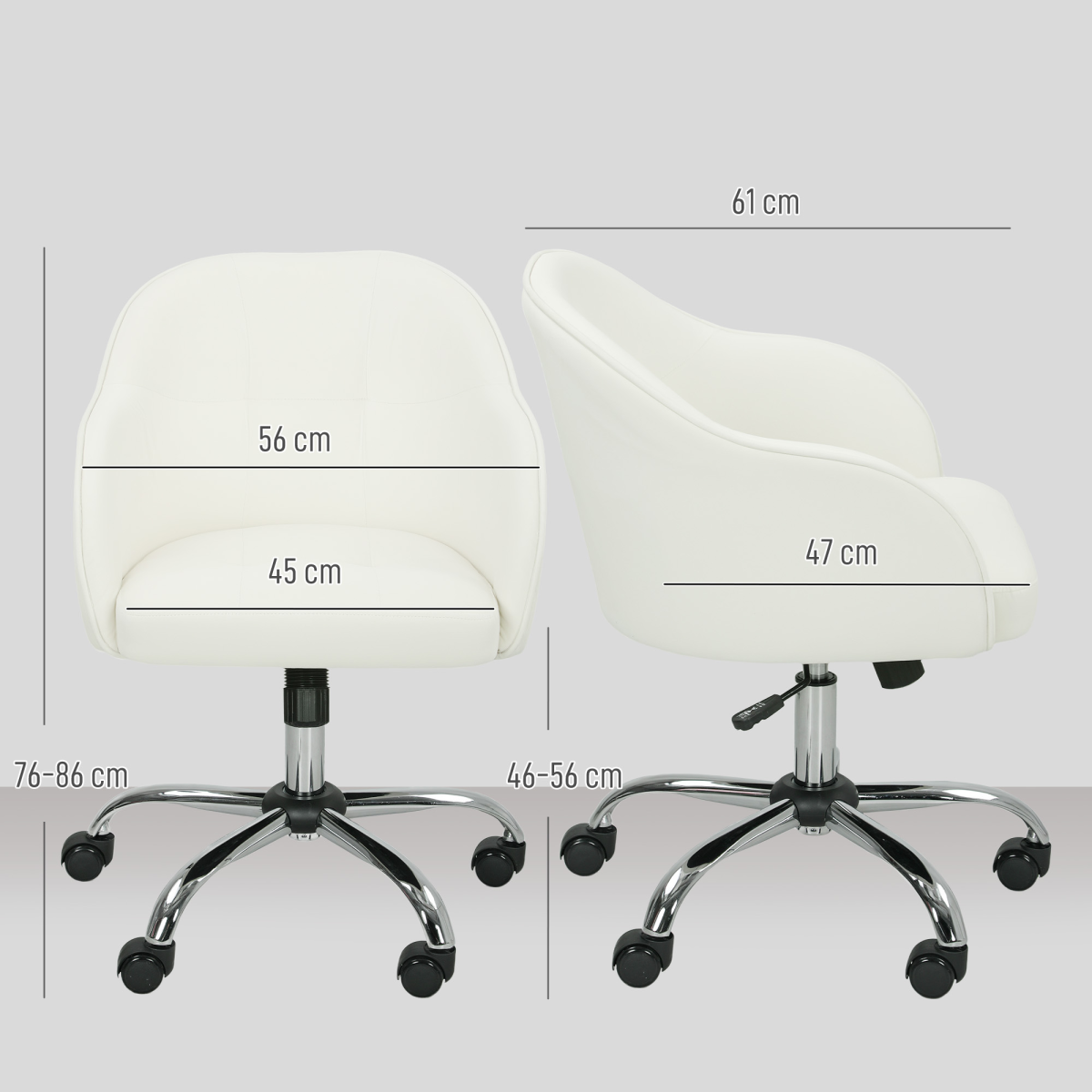 HOMCOM Vanity Chair for Desk, with Height Adjustable, Wheels