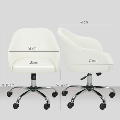 HOMCOM Vanity Chair for Desk, with Height Adjustable, Wheels