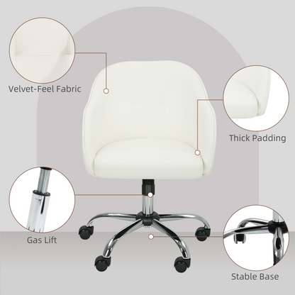 HOMCOM Vanity Chair for Desk, with Height Adjustable, Wheels