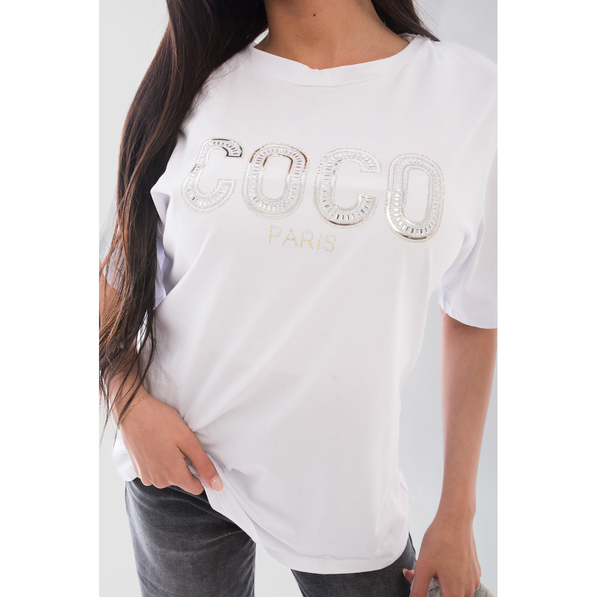 Coco Paris Slogan Short Sleeve Top