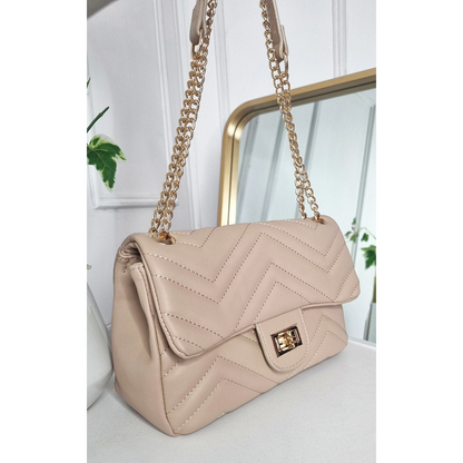 Faux Leather Chain Strap Shoulder Bag