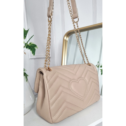 Faux Leather Chain Strap Shoulder Bag
