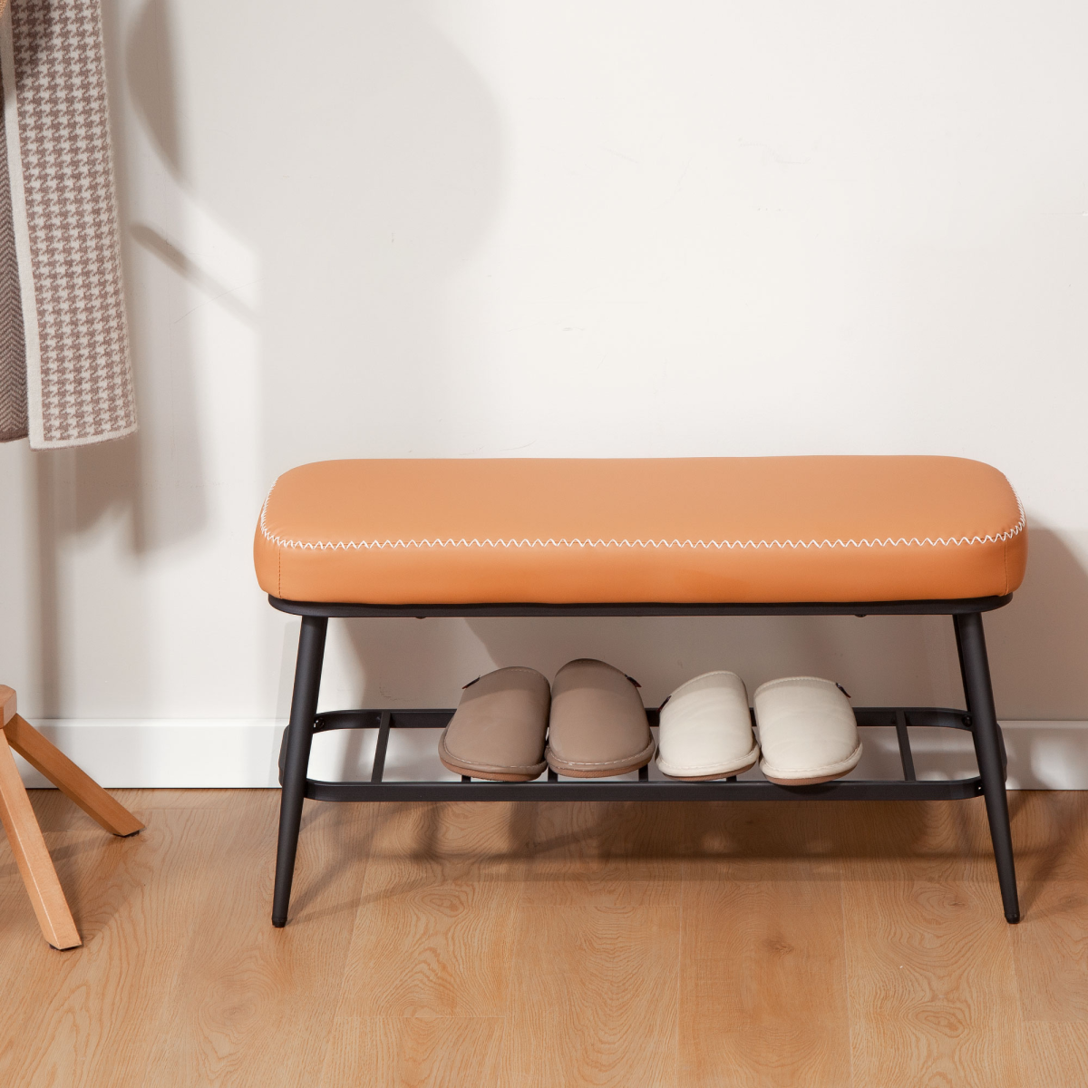 HOMCOM Shoe Bench, PU Leather Shoe Storage Bench for Entryway