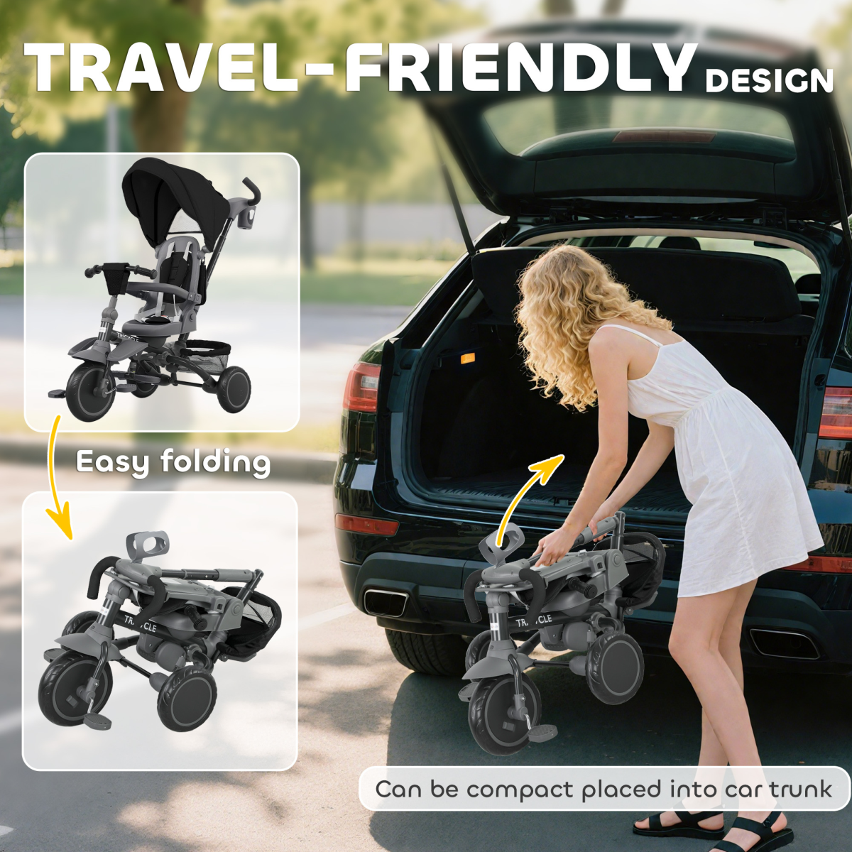 AIYAPLAY 6 in 1 Kids Trike, Toddler Tricycle with Parent Handle