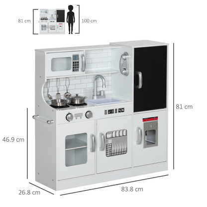 AIYAPLAY Play Kitchen, Pretend Toy Kitchen with Toy Phone, Chalkboard