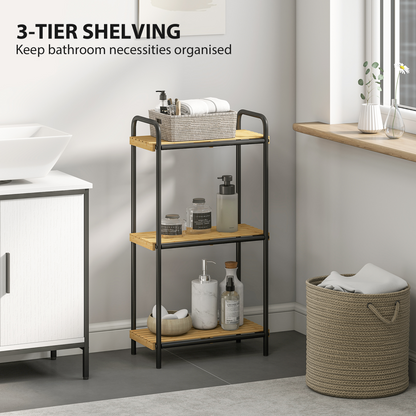 HOMCOM Bamboo Bathroom Shelf, Freestanding Shelving Unit