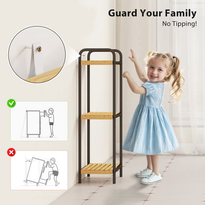 HOMCOM Bamboo Bathroom Shelf, Freestanding Shelving Unit