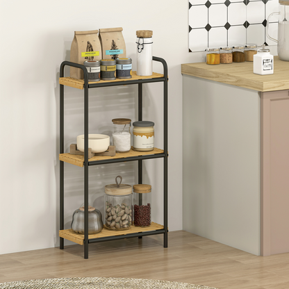 HOMCOM Bamboo Bathroom Shelf, Freestanding Shelving Unit