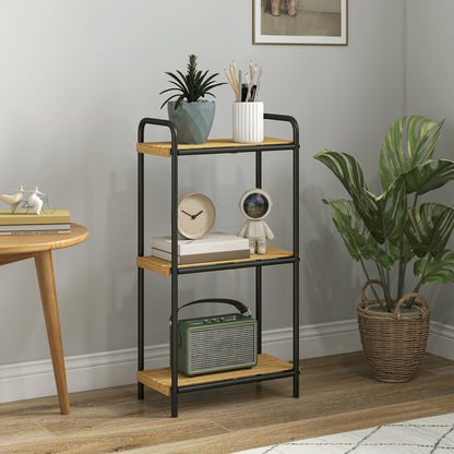 HOMCOM Bamboo Bathroom Shelf, Freestanding Shelving Unit