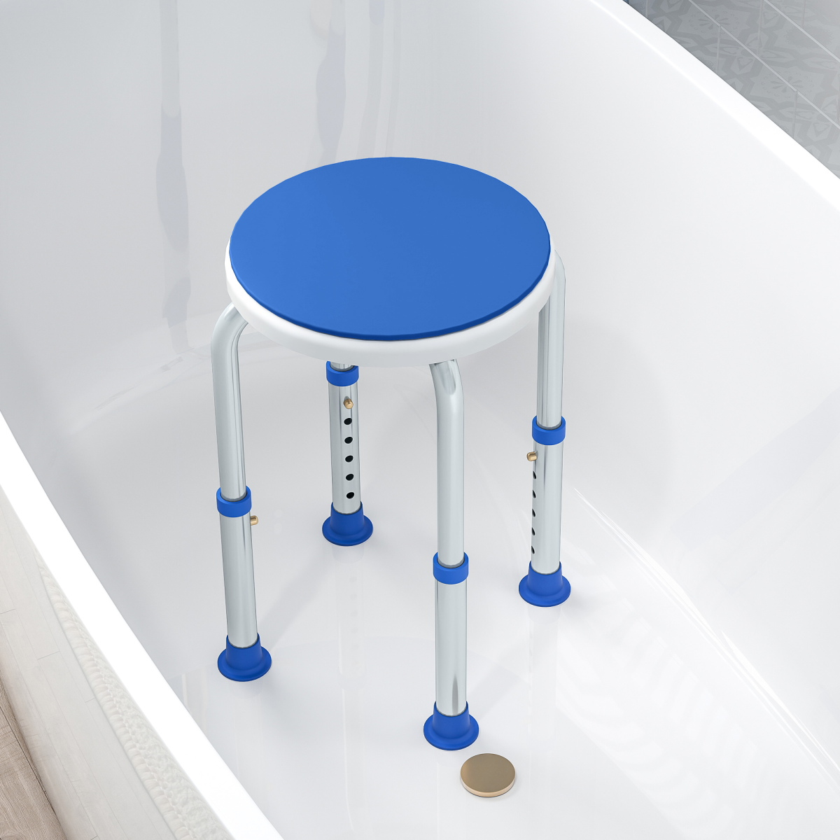 HOMCOM 360 Degree Swivel Shower Stool with Non-Slip Feet for Disabled