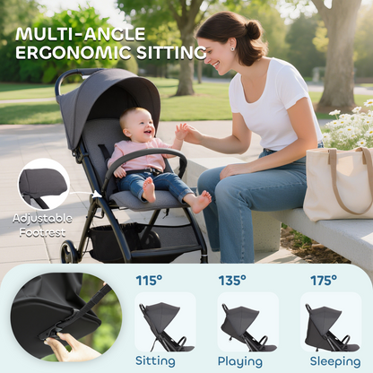 AIYAPLAY Travel Stroller with Easy Folding, Lightweight Pushchair