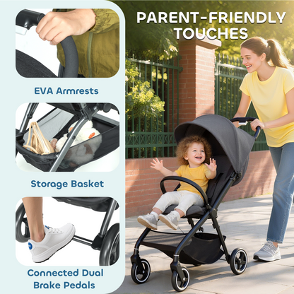 AIYAPLAY Travel Stroller with Easy Folding, Lightweight Pushchair