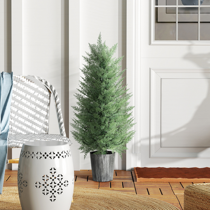 HOMCOM Artificial Cypress Trees with PE Leaves for Indoor Outdoor