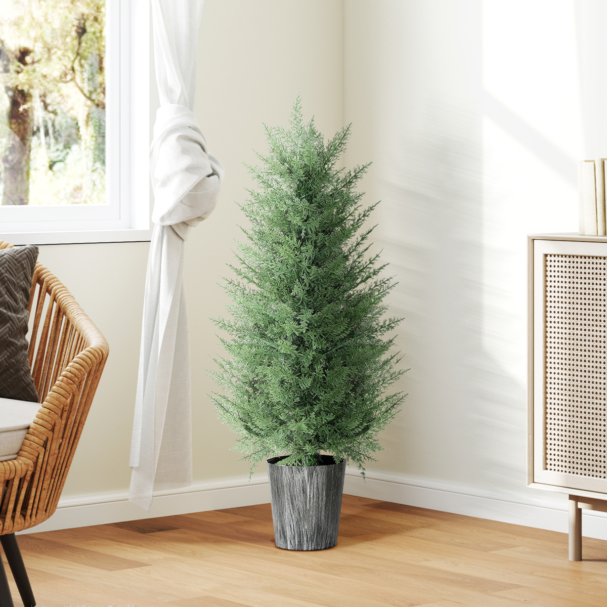 HOMCOM Artificial Cypress Trees with PE Leaves for Indoor Outdoor