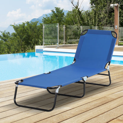Portable Folding Sun Lounger 4-Position Adjustable Backrest Relaxer Recliner