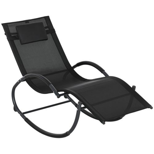 Outsunny Patio Rocking Lounge Chair Zero Gravity Chaise w/ Padded Pillow