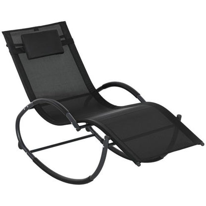 Outsunny Patio Rocking Lounge Chair Zero Gravity Chaise w/ Padded Pillow