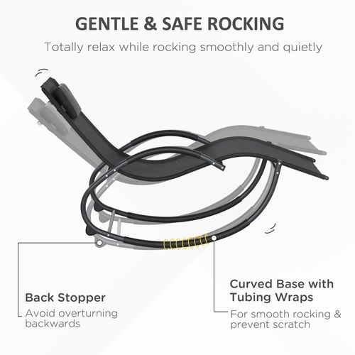 Outsunny Patio Rocking Lounge Chair Zero Gravity Chaise w/ Padded Pillow