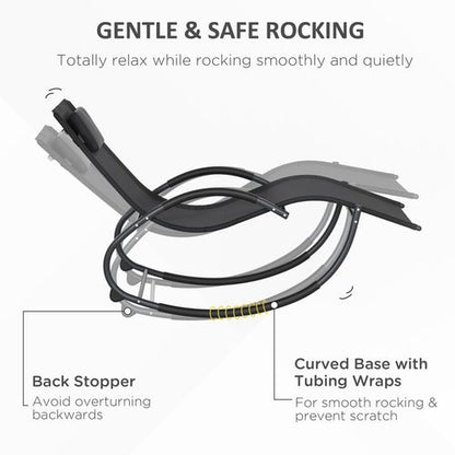 Outsunny Patio Rocking Lounge Chair Zero Gravity Chaise w/ Padded Pillow