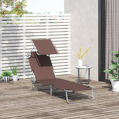 Reclining Chair Folding Lounger Seat Sun Shade Awning Beach Garden