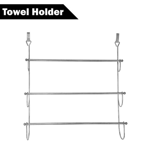 3 Tier Over The Door Towel Rail Hanger-CHROME