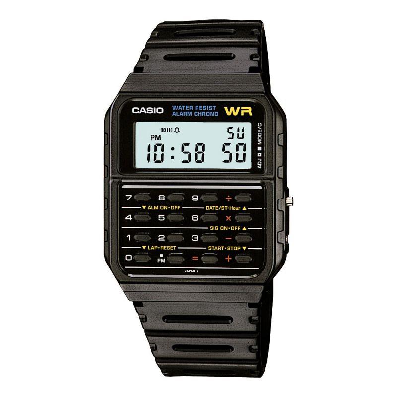 Casio Mens Digital Calculator Retro Dial With Black Rubber Strap Watch - CA-53W-1Z