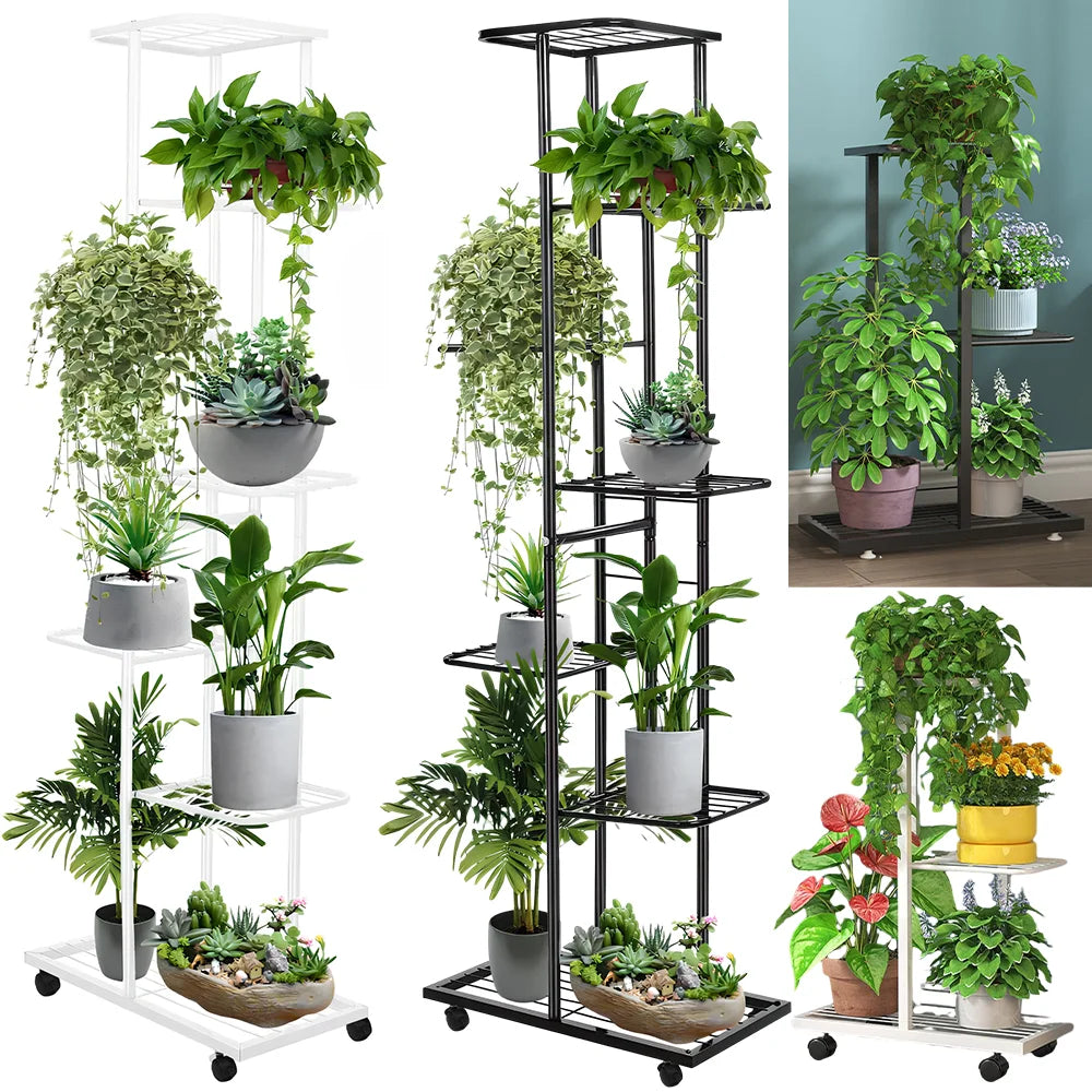 Plant Shelves 3/7 Tiers Flowerpot Organizer Iron Potted Flower Plant Rack Flower Stand for Indoor Outdoor Balcony Garden